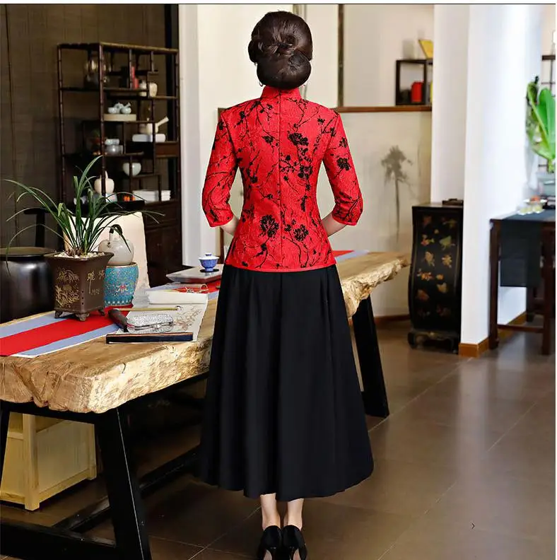 Фиолетовая Летняя женская рубашка топы в традиционном китайском стиле кружевная