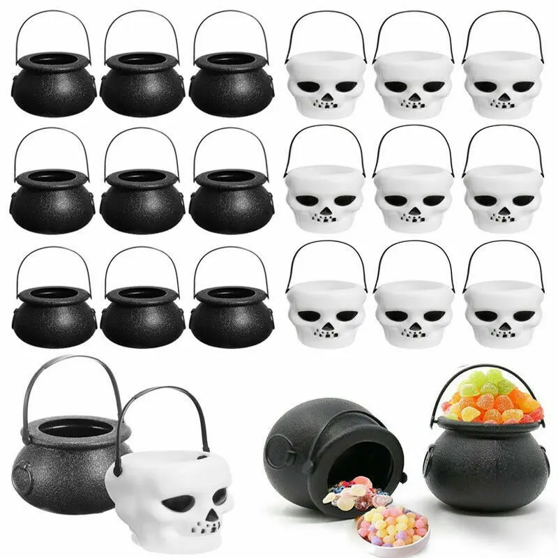 6 шт. реквизит на Хэллоуин пластиковый колпак ведьмы Череп горшок конфеты чайник