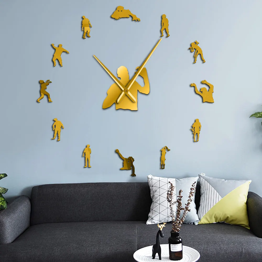 Страшные гигантские бесшумные настенные часы с зомби сделай сам огромный