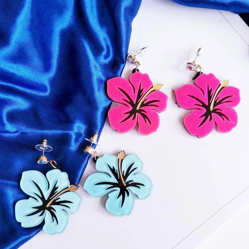 Женские серьги в европейском стиле цветные акриловые цветочек с кристаллами