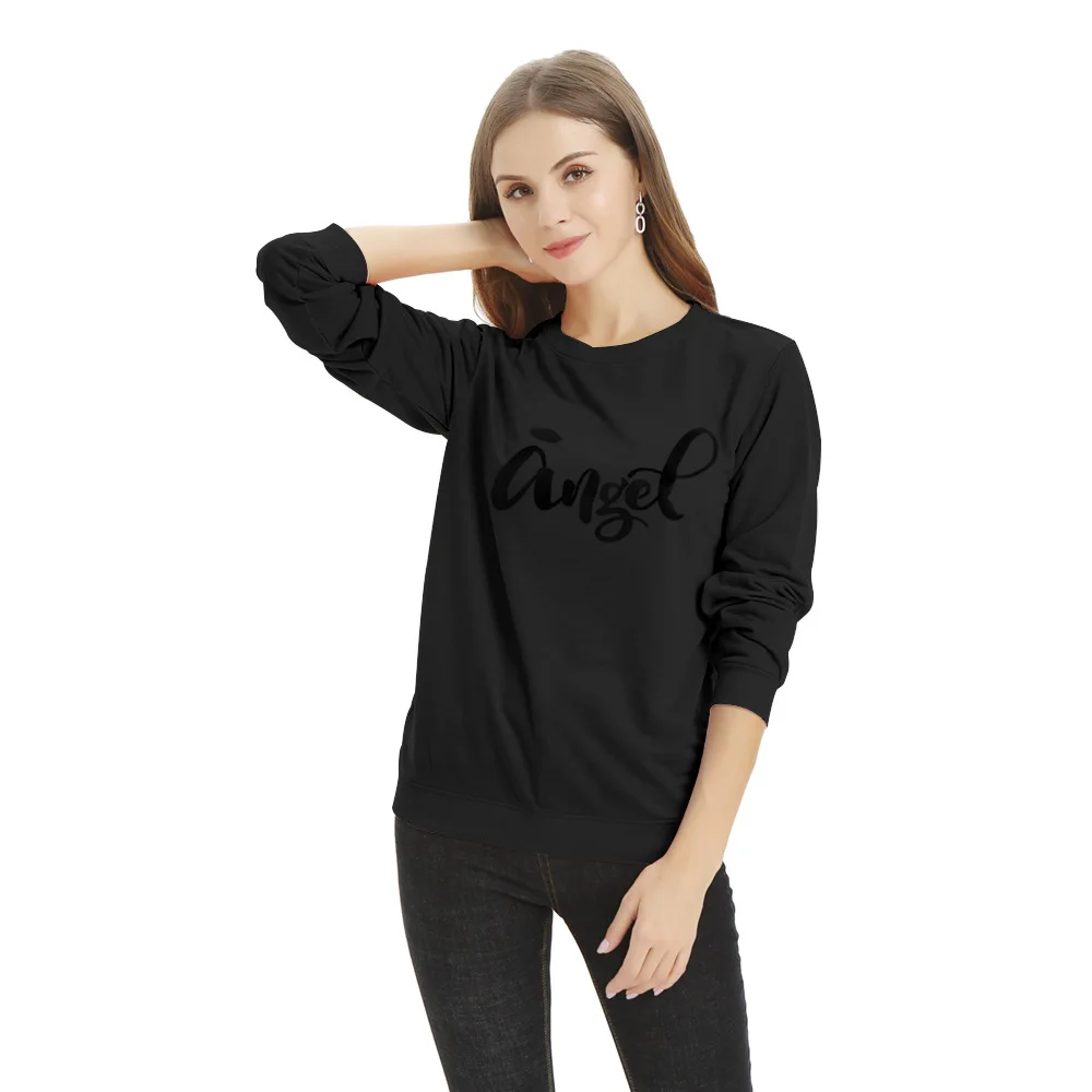 Модель 2020 Женская свободная толстовка с длинными рукавами на половину месяца