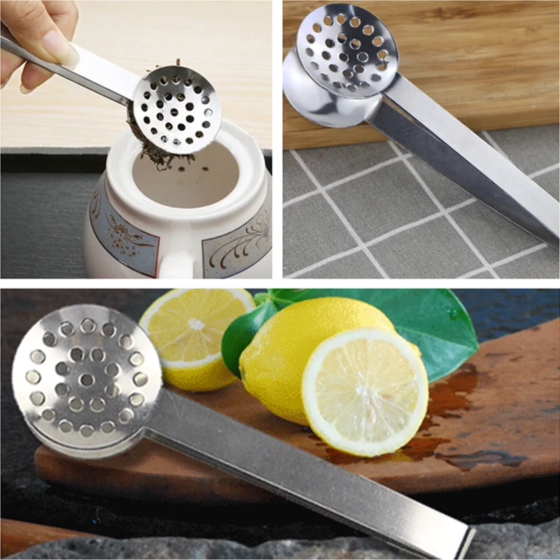 

Creative Tea Clip Stainless Steel Round Tea Bag Tongs Kitchen Tool Tea Bag Squeezer Holder Grip Thick Lemon Slicer Clip