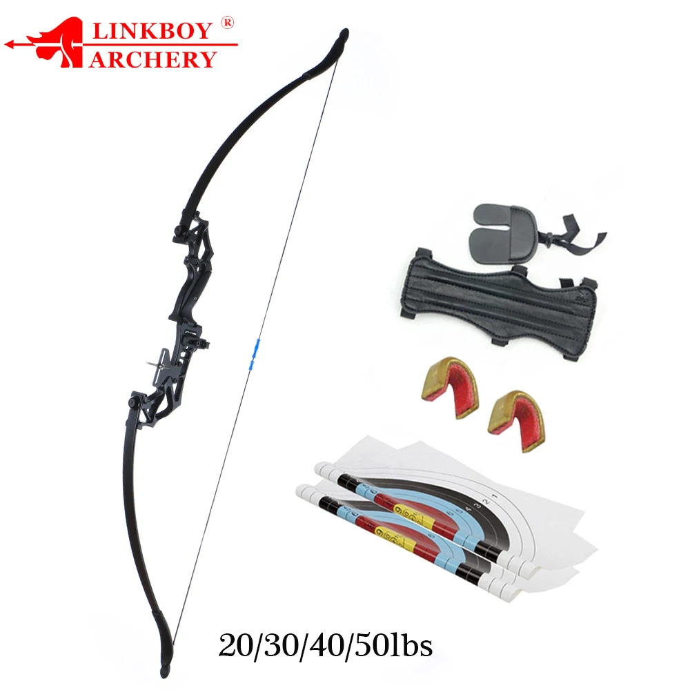 Linkboy Archery Recurve Bow 20-50lbs Takedown Hunting Adult Bow Metal Riser Right Hand with Arrow Rest Hunting Shooting