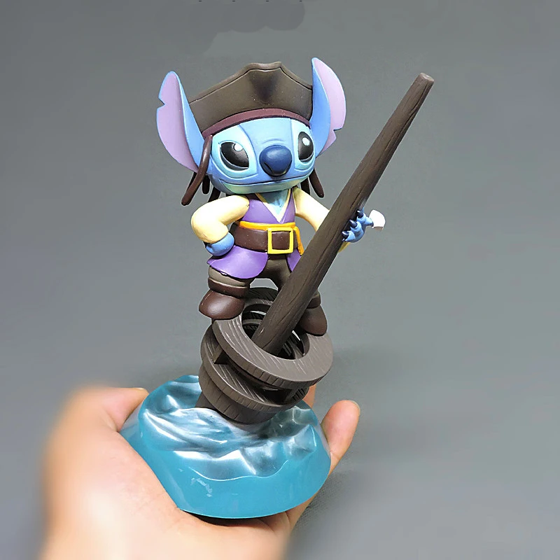 

Free shipping Disney Lilo And Stitch Figure Toys Stitch Cosplay Pirates of the Caribbean Penholder Collectible Model Doll