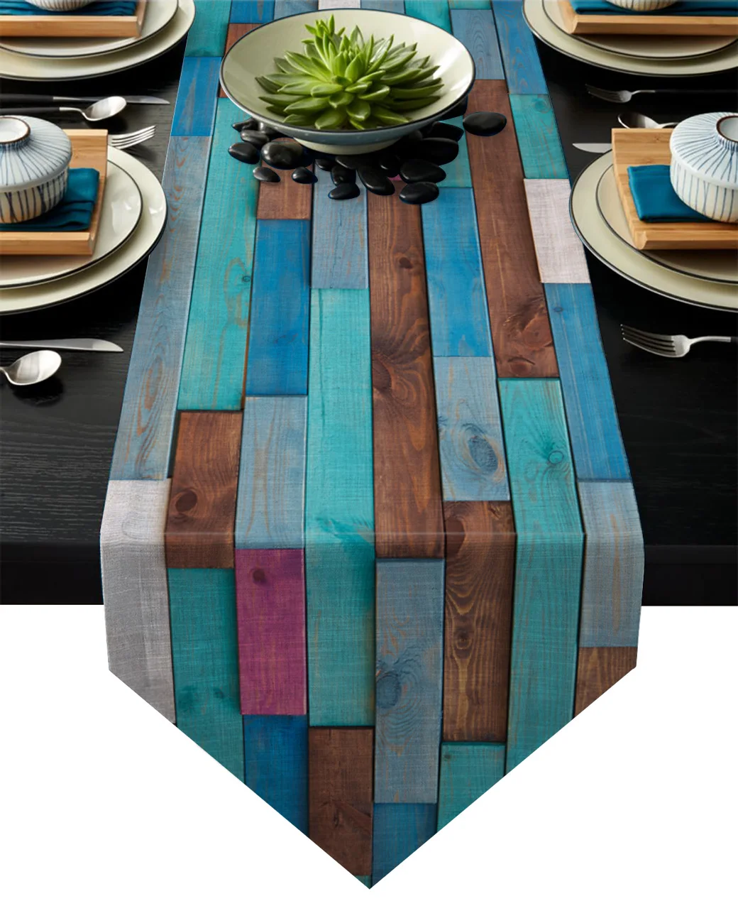 Настольная дорожка s Современная винтажная деревянная текстурная цветная