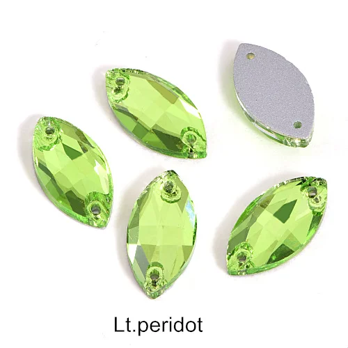 Lt.peridot 5 размеров красочные Наветт стеклянные стразы шьют на Стразы желтый плоский с оборота конский глаз формы пришивные стразы для одежды B0161 - Цвет: Lt.peridot