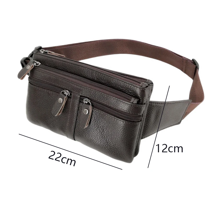 Забавная Мужская поясная сумка из 100% натуральной кожи черная сумочка на бедро