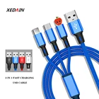 Зарядный кабель 3 в 1, Micro USB, Type-C, для iPhone 12, 11 Pro Max, Xiaomi mi 9, Samsung S10, A71, Huawei Nova 5T, P40, быстрая зарядка