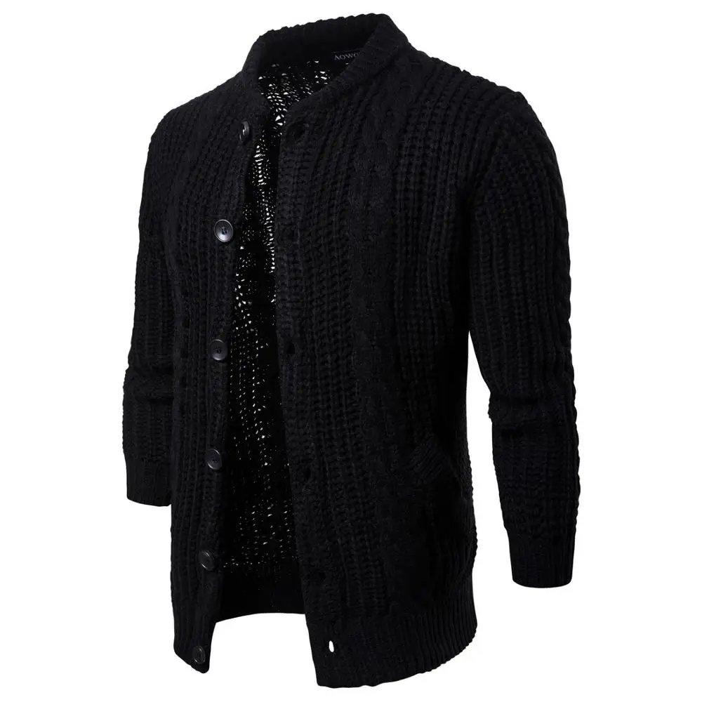 Мужской хлопковый свитер пуловеры с круглым вырезом черные тонкие однотонные