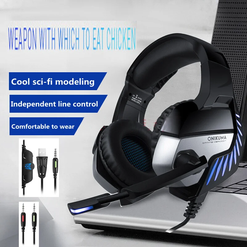 

New K5 Pro PS4 Head-mounted Stereo Bass Gaming Headphone With Mic LED Light For PC Mobile Phone New Xbox One Computer