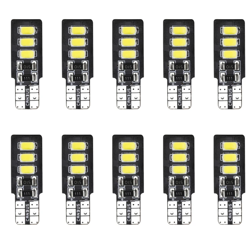 

10 шт. автомобильные мотоциклетные светодиодные сигнальные лампы T10 w5w светодиодные лампы 194 168 автомобильные внутренние купольные огни для с...