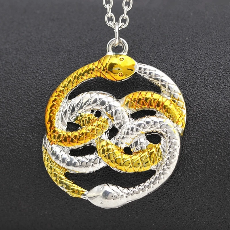 

The NeverEnding Story Necklace Never Ending AURYN Ouroboros Snakes Infinity Knot Pendant Amulet Gold Fashion Jewelry Wholesale