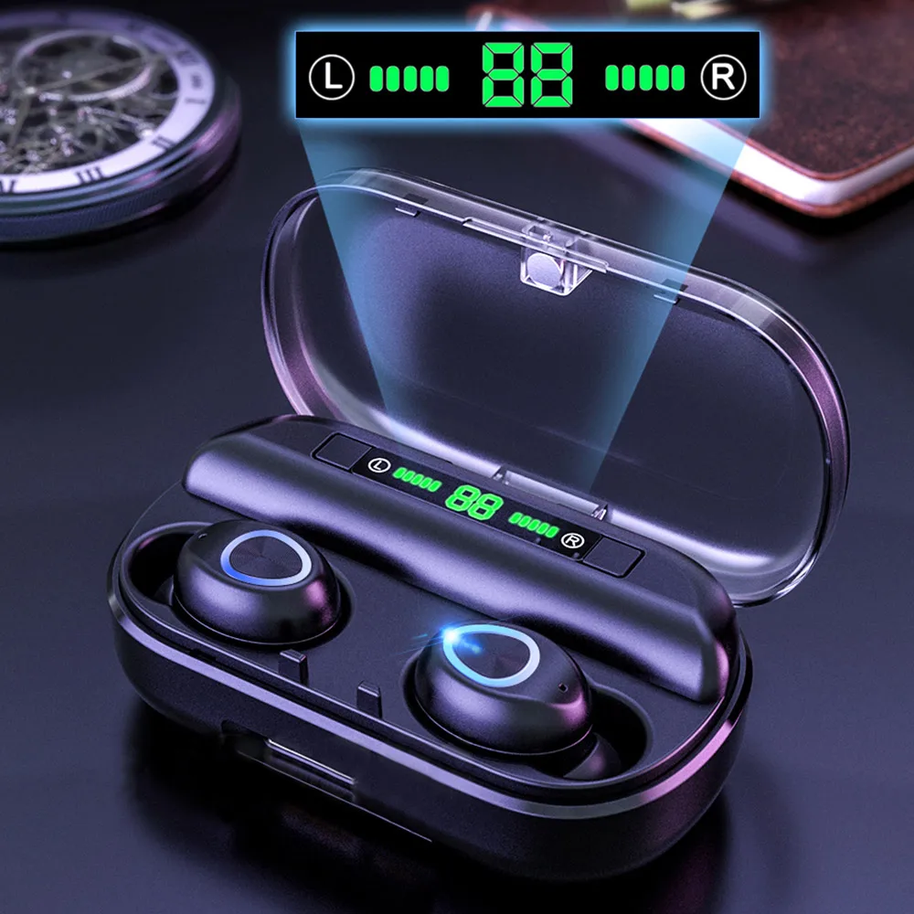 

V10 Airdots TWS Bluetooth 5.0 Earphone Stereo Wireless Active Noise Cancellation With Mic Handsfree Earbuds touch Control mobile