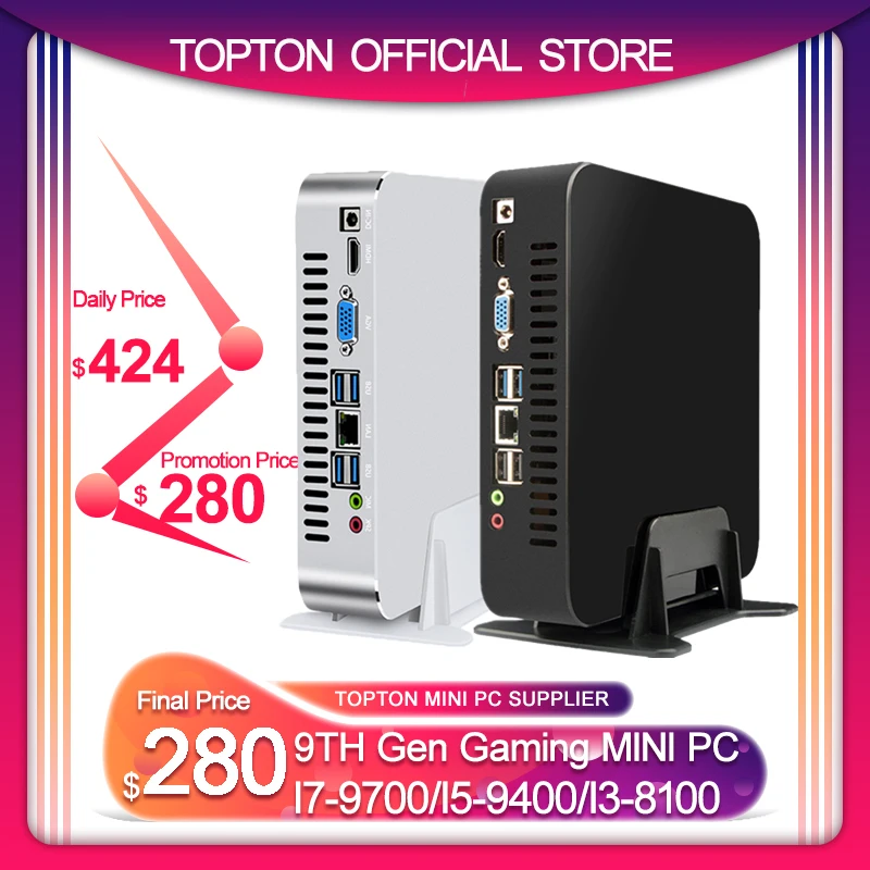 Topton DDR4 Кофе озеро Мини ПК Win10 Intel Core i3 8100 4 ядра нити 3 6 ГГц UHD 630 игровой компьютер 4K