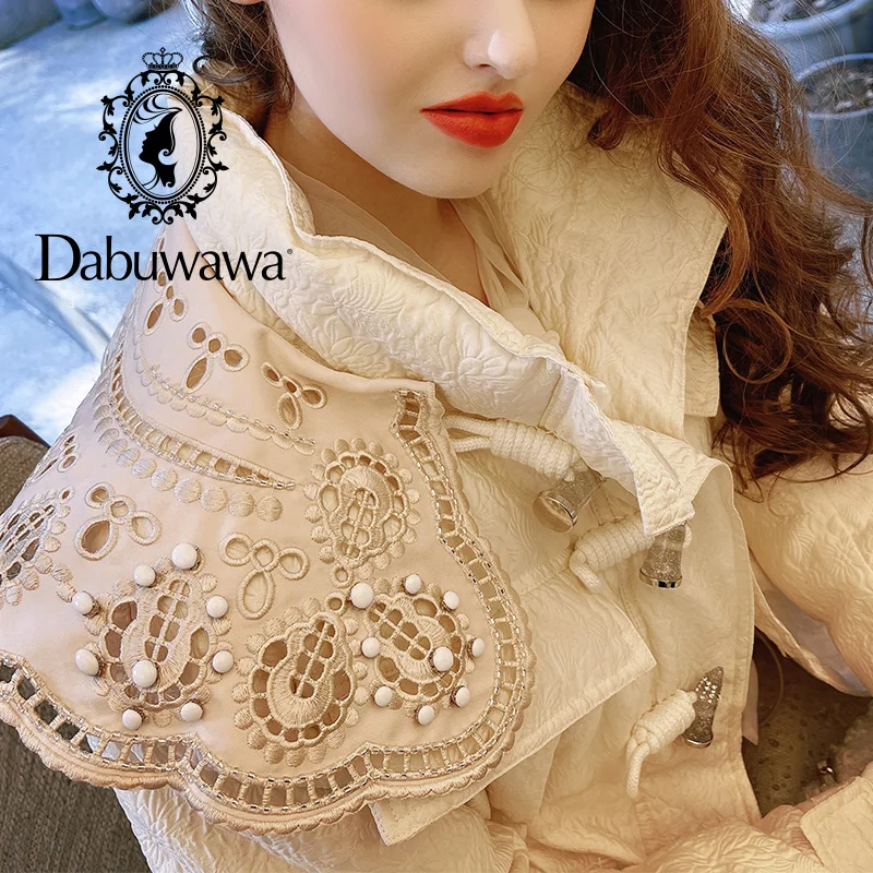 

Dabuwawa зимнее плотное кружевное пальто с белой утиной подкладкой женская теплая парка на пуговицах с гудком куртка женская модная с большими ...