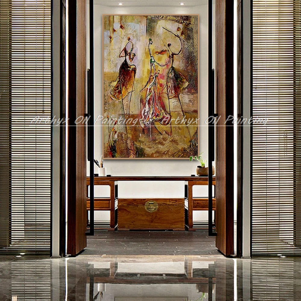 Arthyx балетные танцоры Группы из 3 шт. Ручная роспись Современная Абстрактная