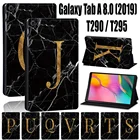 Чехол для планшета Samsung Galaxy Tab A T290T295 (2019), 8,0 дюйма, с защитой от царапин, кожаный, с черным мраморным рисунком, с бесплатным стилусом