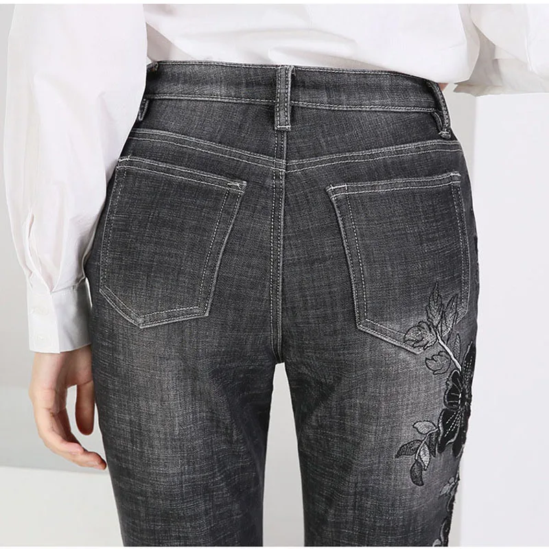 FERZIGE новые зимние теплые толстые джинсы женские повседневные брюки с высокой