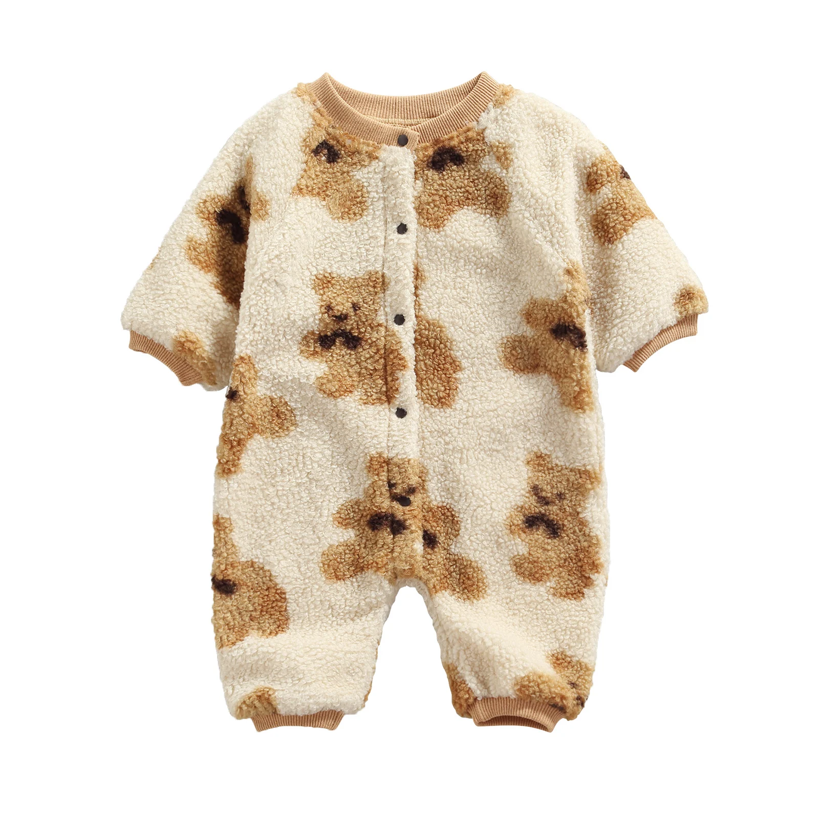 

Осень 2021, повседневный комбинезон на пуговицах для новорожденных девочек и мальчиков, зимний теплый флисовый комбинезон с коротким рукавом...