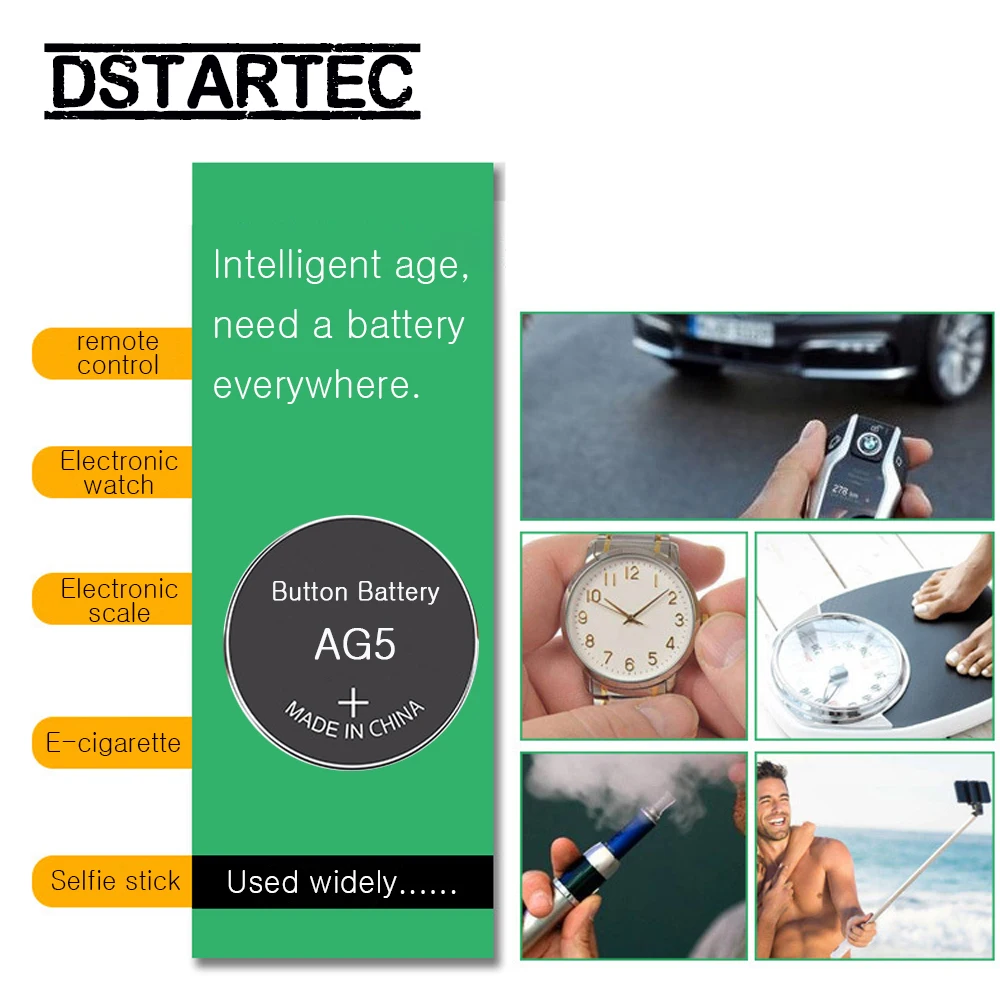 Батарейки AG5 AG 5 G5 393A LR48 LR754 15 1 55 D309 193 RW28 10 шт. 30 мАч 399 в|Часовые батарейки| |