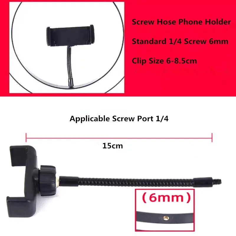 Phone Holder Flexible Hose Long Arm Phone Clip For Ring Light Replacement Part 360 Mount Clip Bracket Clamp Stand Tripod Monopod