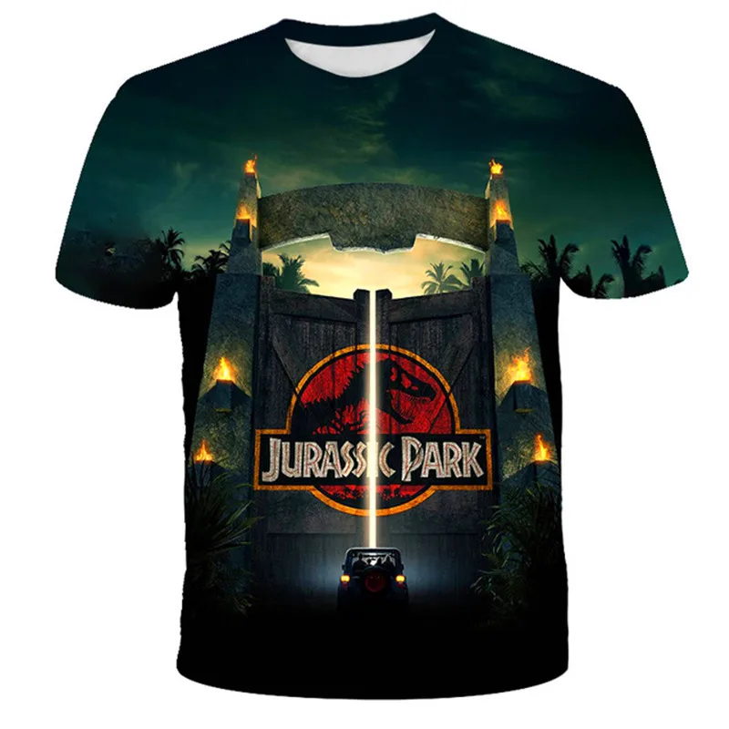 

2021 Jurassic World Fallen Kingdom Cool Dinosaur Head 3D Print T shirt Boys and girls Hiphop Tee Tshirt Boy color Clothes Drop