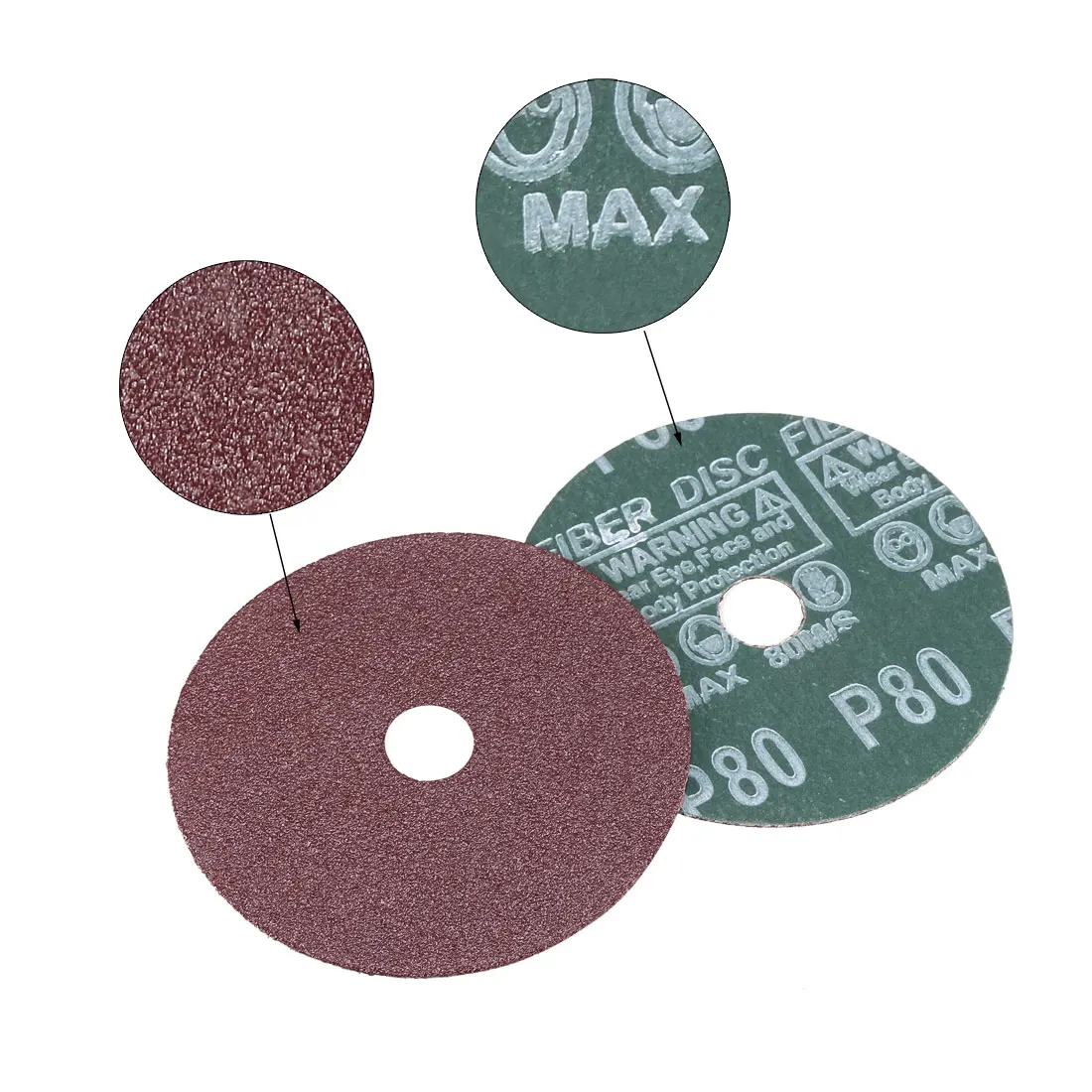 

uxcell 4-Inch x 5/8-Inch Aluminum Oxide Resin Fiber Discs, Center Hole 80 Grit Sanding Grinding Discs, 5 Pcs