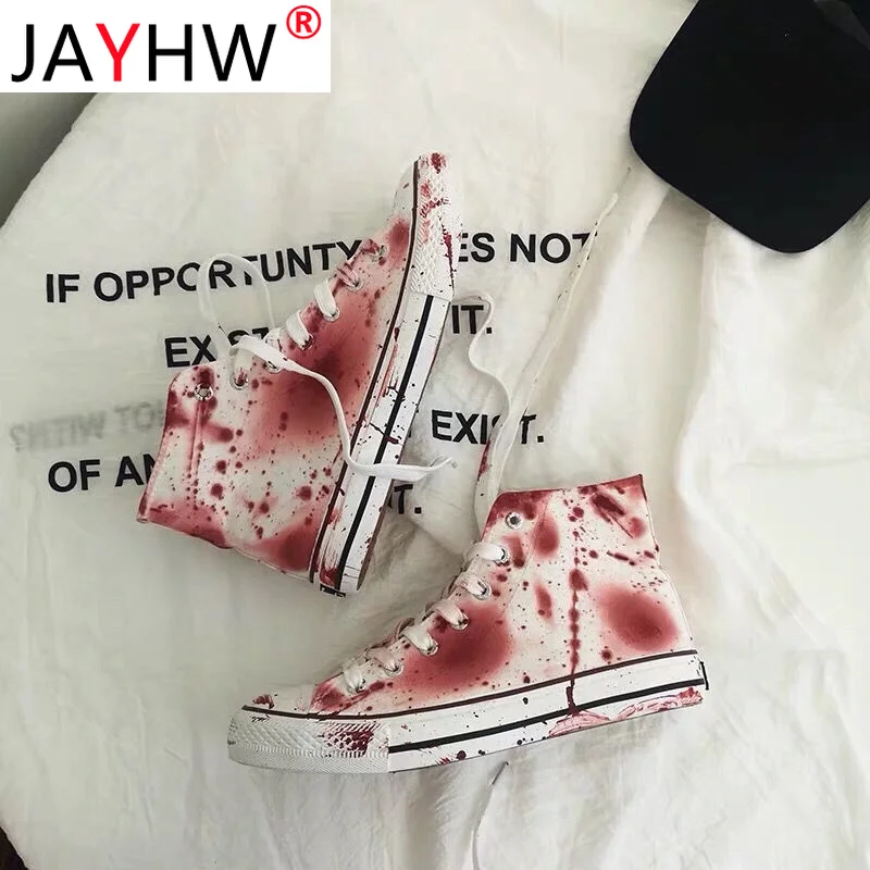 

JAYHW Women Shoes Basic Classic Girls Casual Shoes Top Quality Female Sneakers Hand-Painted High-Top Graffiti Woman Canvas Shoes