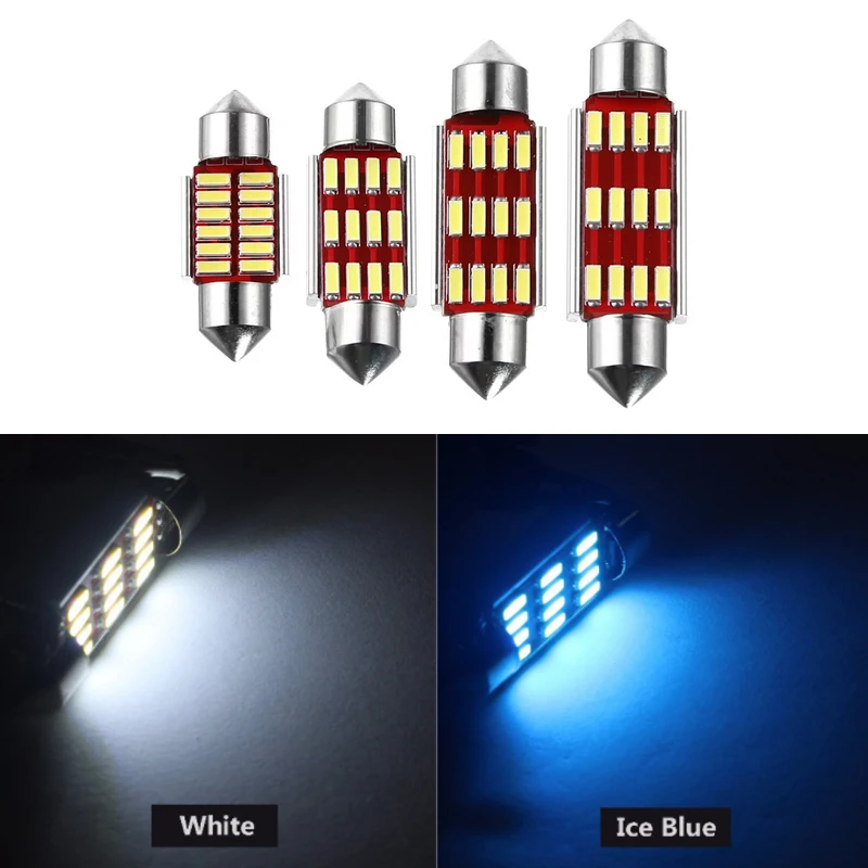 

10Pcs Double-Tip 31mm 36mm 39mm 41mm Canbus Error Free 4014 12SMD Car Bulbs For Dome Lamps Auto Interior Reading Lights 12V