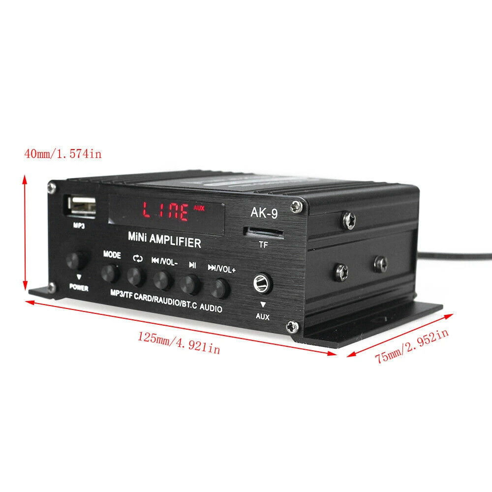 2 канальный цифровой усилитель мощности HiFi Bluetooth USB стерео аудио MP3 FM AMP радио