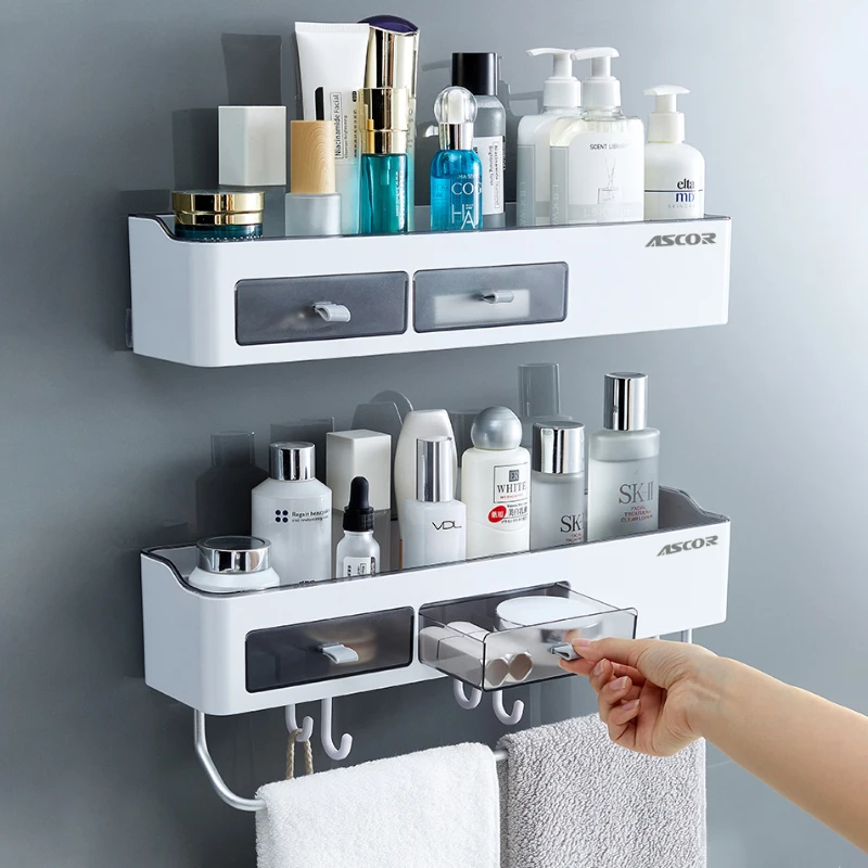 

Removable Shower Storage Shelf Wall Storage Organizer Rack Draining Organizer Holder Bathroom Accessories