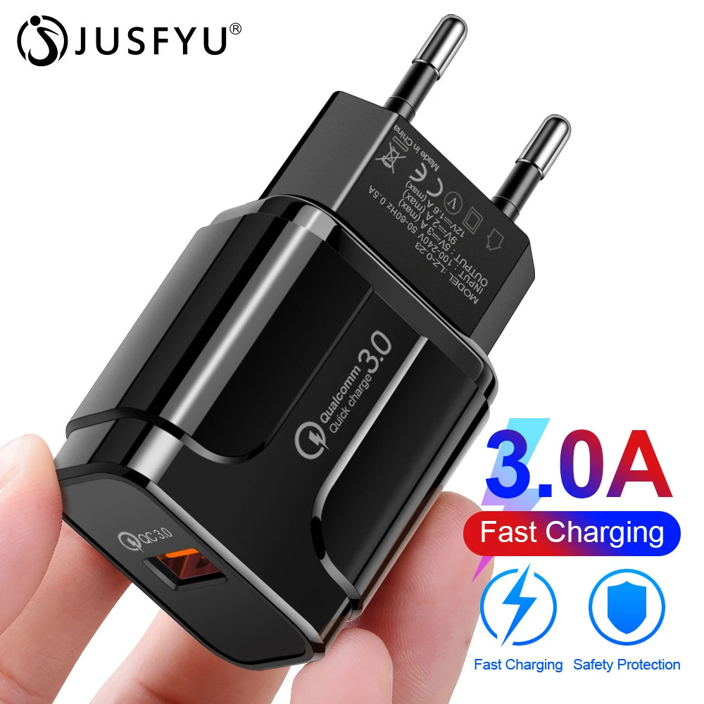 

18W Quick Charge 3.0 USB Charger EU US 5V 3A Fast Charging Adapter Mobile Phone Charger For iphone 7 8 plus Huawei Samsung Xiaom
