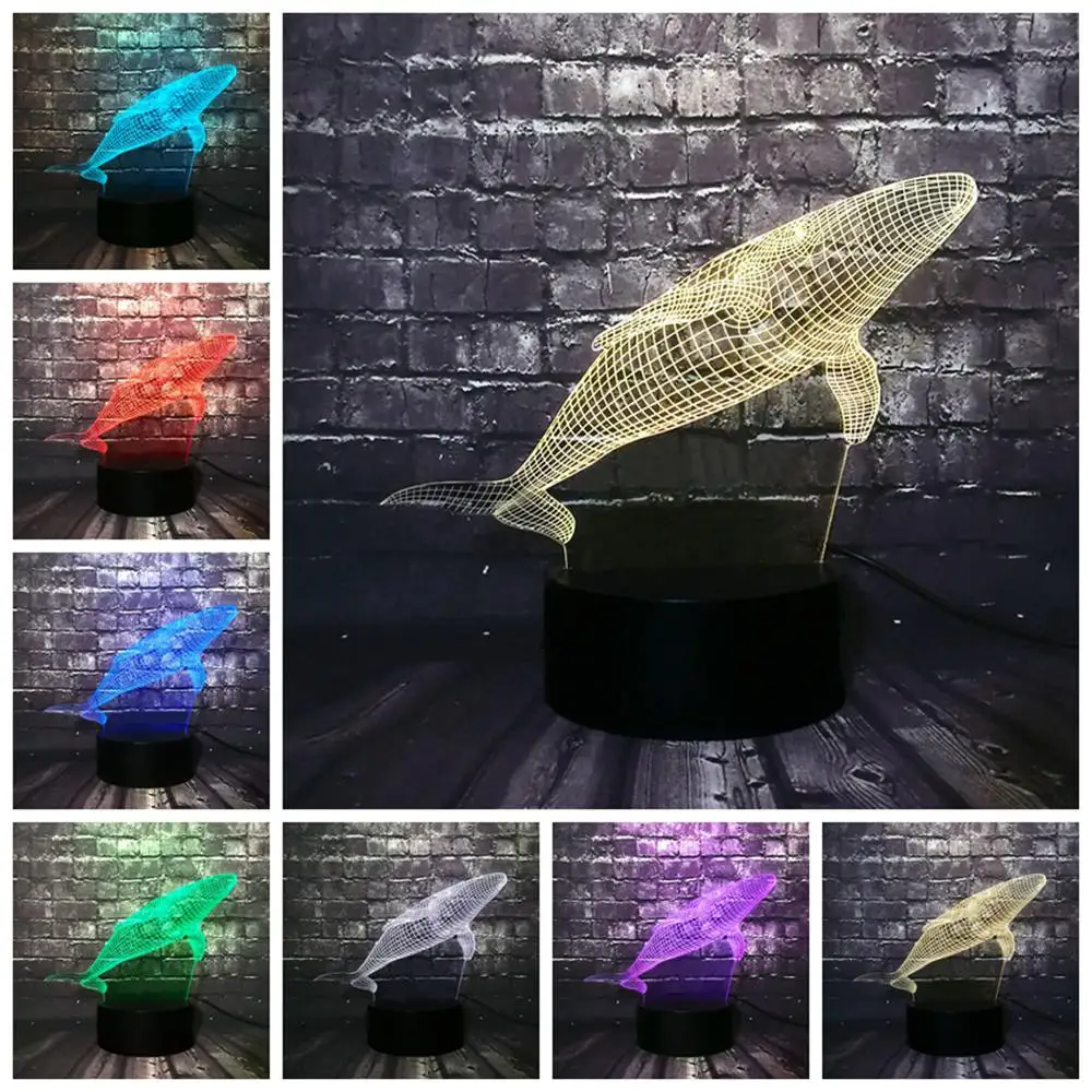 Новинка 2017 детская игрушка на день 3D светодиодная USB лампа подводный мир рыба Кит