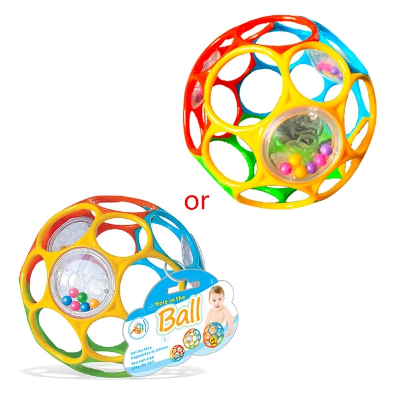 

Durable Soft Round Colorful Ball Toy Handbell Rattle Toy Handball Helps Baby Learn Children's Toys