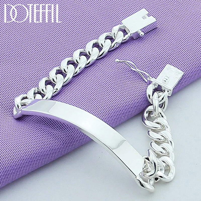 

DOTEFFIL 925 Sterling Silver 10mm Smooth Sideways Bracelet For Men Woman Charm Wedding Engagement Party Fashion Jewelry