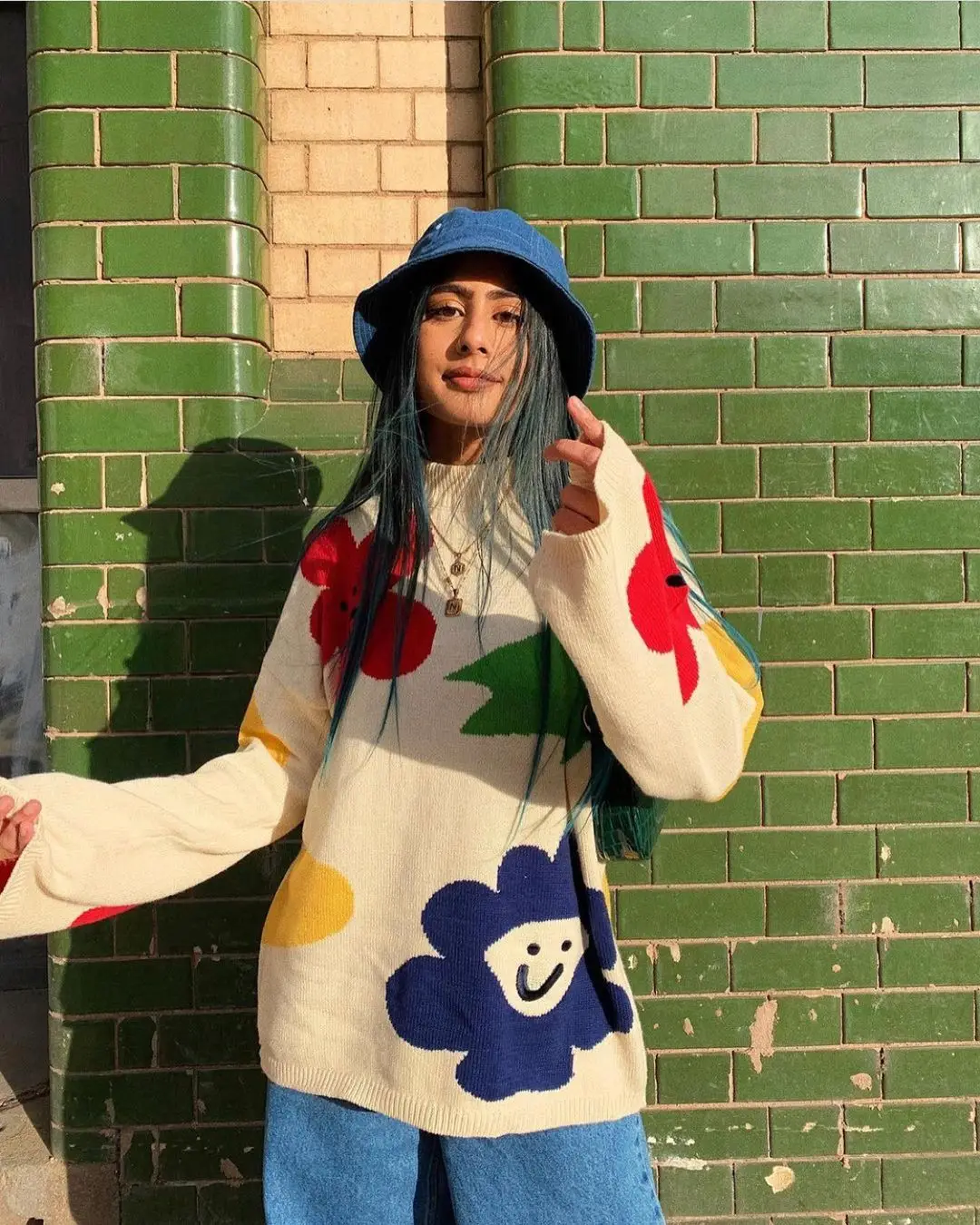 

Новинка 2021, Женский Повседневный свободный свитер с длинными рукавами, Модный трикотажный свитер с круглым вырезом и цветочным принтом