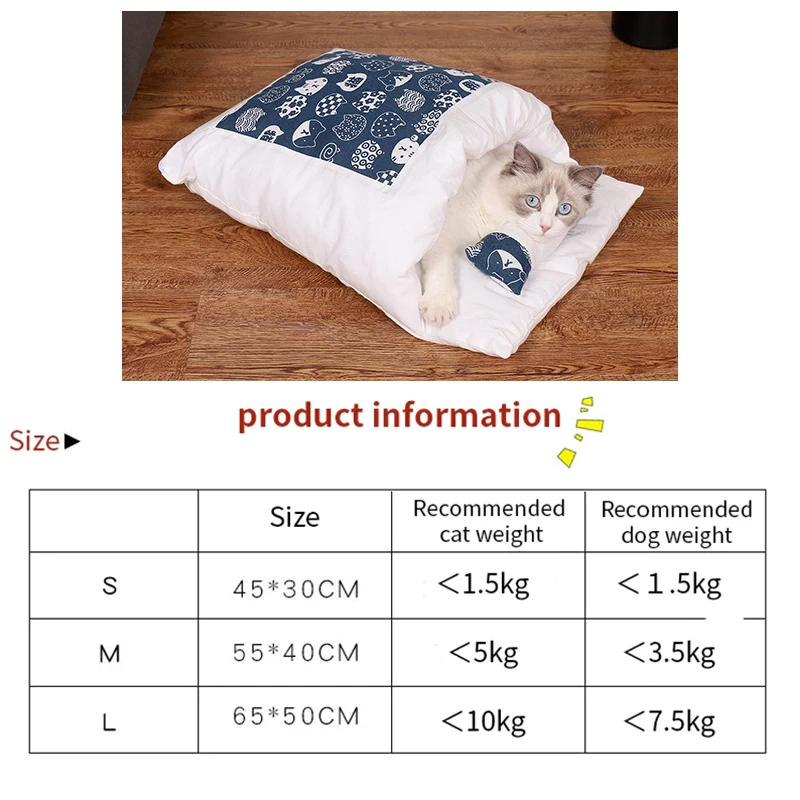 

Removable Dog Cat Bed Cat Sleeping Bag Sofas Mat Winter Warm Cat House Small Pet Bed Puppy Kennel Nest Cushion Pet Products