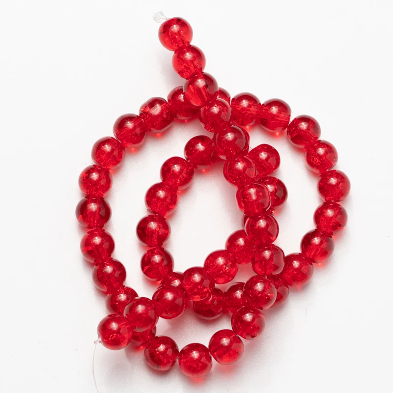 Оптовая продажа красные треснувшие стеклянные бусины натуральные рукоделие