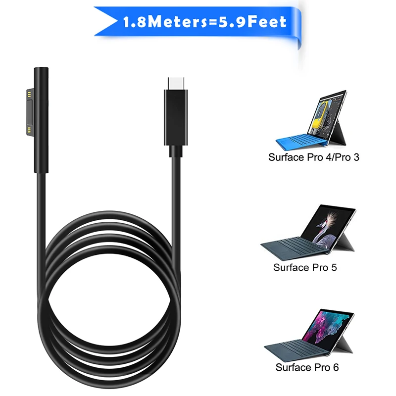 USB Type C 15V PD зарядное устройство адаптер зарядный кабель для Surface Pro 7/6/5/4/3/GO/BOOK Laptop
