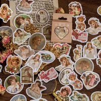 46 pcsbox vintage ins angel decorative stickers scrapbooking diary album creativity stationery sticker stick labels