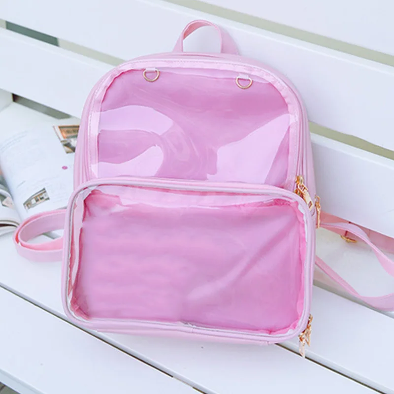Pink Летний модный женский рюкзак, прозрачные студенческие сумки высокого качества, прозрачные универсальные рюкзаки, женские кожаные сумки, Женская дорожная сумка - Цвет: Pink
