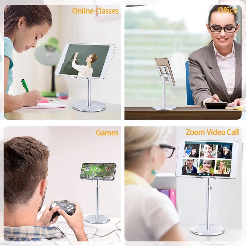 

Adjustable Desktop Cell Phone Stand, 360 Degree Rotating Aluminum Alloy Cradle for iPhone/Mobile Phone/Tablet 4-10inch