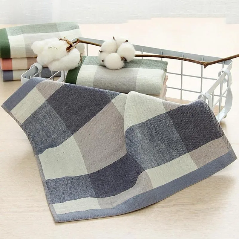 

1pc Grid Square Towel Toilet Bathroom Check Towel Hanging Cloth Absorbent Cotton Kitchen Hand Towels Household Accessories