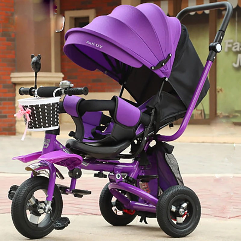 

Baby Stroller Can Sit Lie 3 In 1 Portable Baby Tricycle Bike Baby Carriage 3 Wheels Convertible Handle Children Bicycle Trike