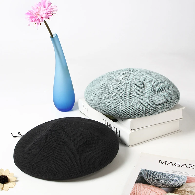 VISROVER 6 Colorways Summer Best Matched Beret Female Soft Spring Hat Solid Color Best Matched Women Boina Gift Wholesales