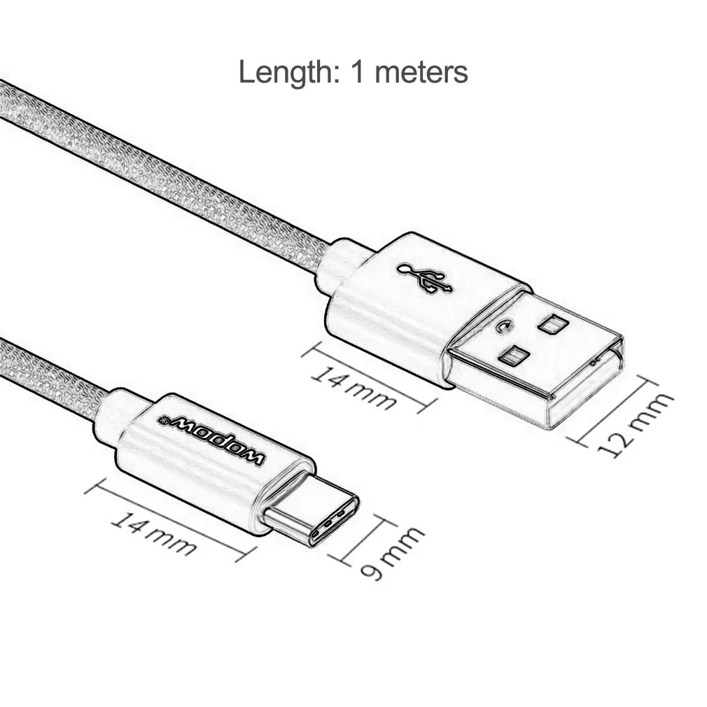 Wopow LB-103 Micro usb кабель для передачи данных 1 метр Быстрая зарядка джинсовый плетеный