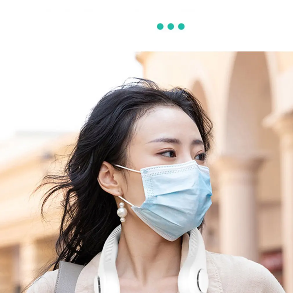 

Porous Hanging Neck Fan Sports Fan Lazy Portable Mini Fan No Leaf Usb Mini Mute Electric Fan Three-Speed Double Fan