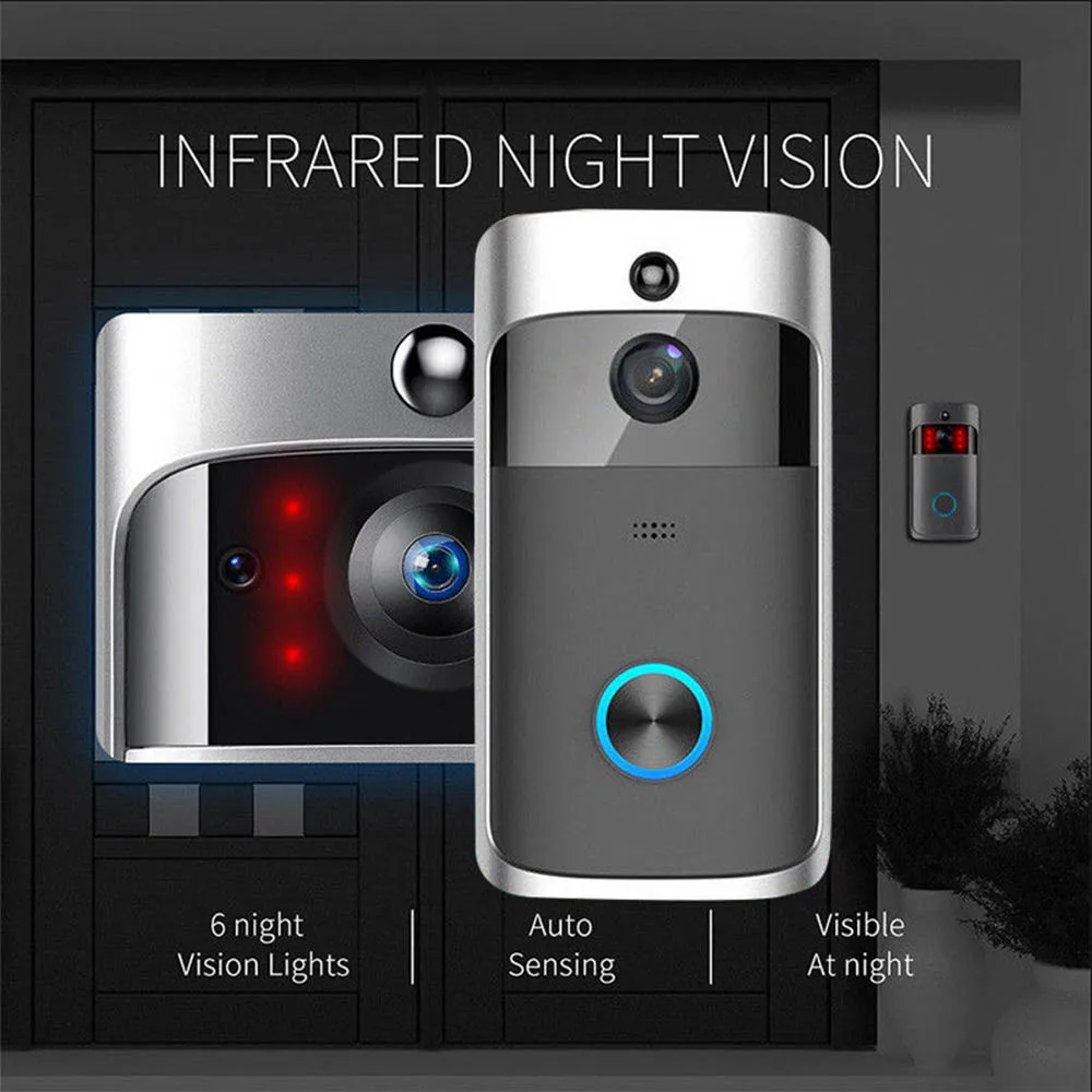 

Wireless Video Doorbell Camera WiFi Video Doorbell 720P Home Security Camera Real-Time Two-Way Audio Night Vision PIR Motion