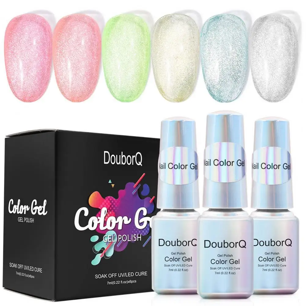 

6Pcs/Set 7ml Water Sense Nail Color Polish Cat Eye Effect Multiple Colors Manicure Poly Soak Off Building Gel for Female