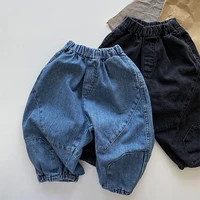 childrens autumn trousers mens and womens baby casual personality splicing loose washed jeans